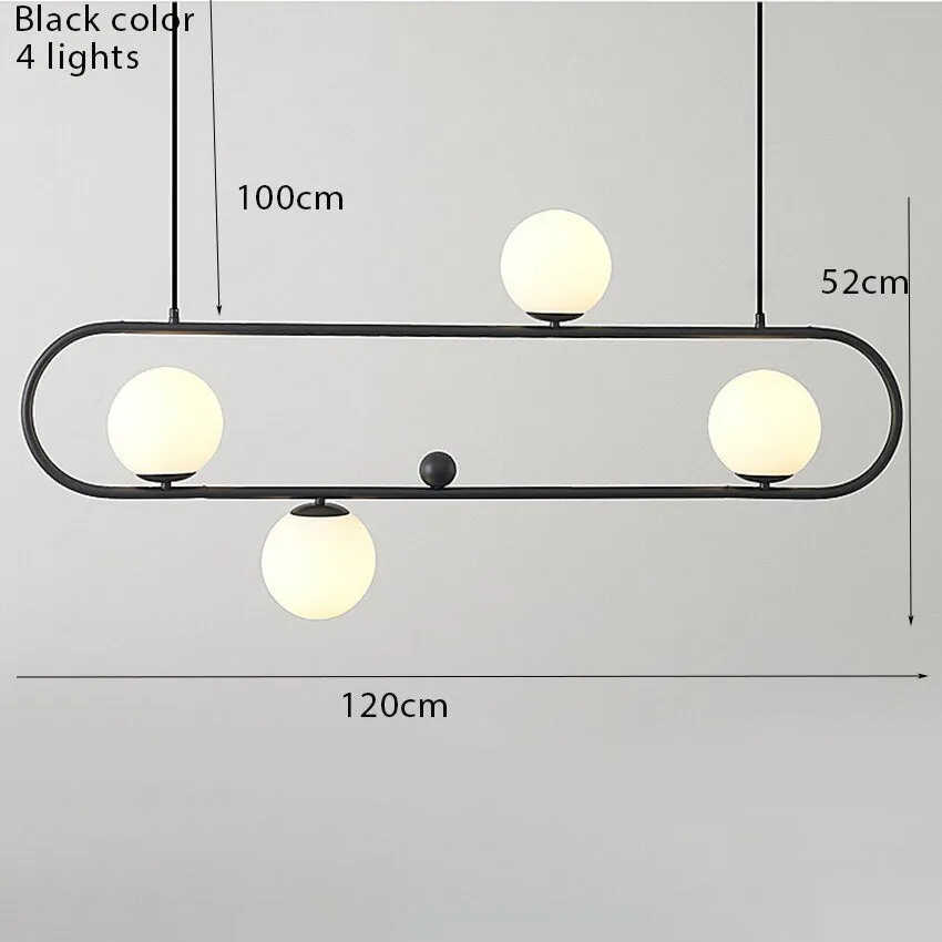 Industrial Style rectangle chandelier Art Swing Buckle Design Retro glass ball light Parlor Coffee Shop dining room chandelier