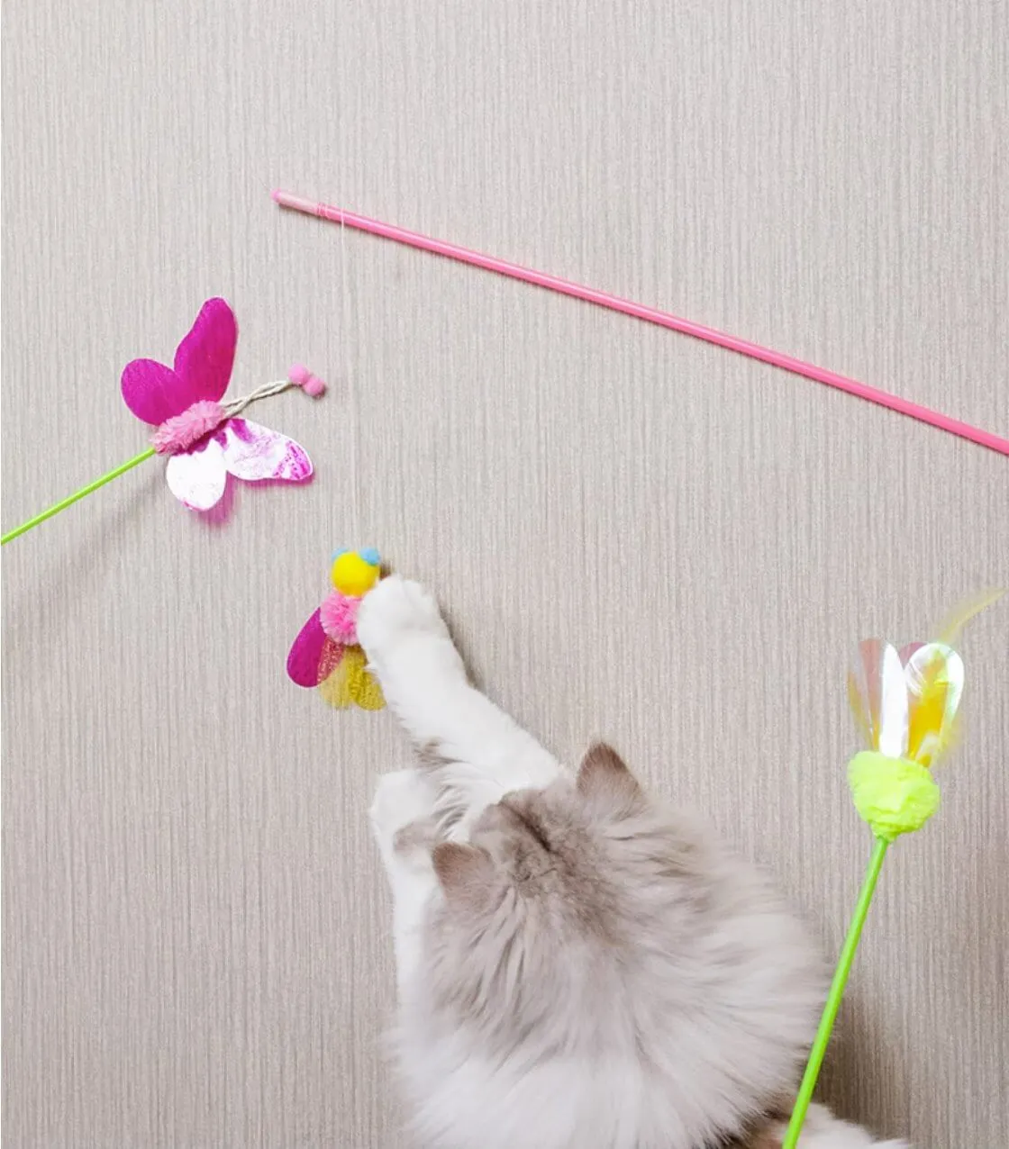 Interactive Cat feather Teaser Wand Toys Multiple Insects