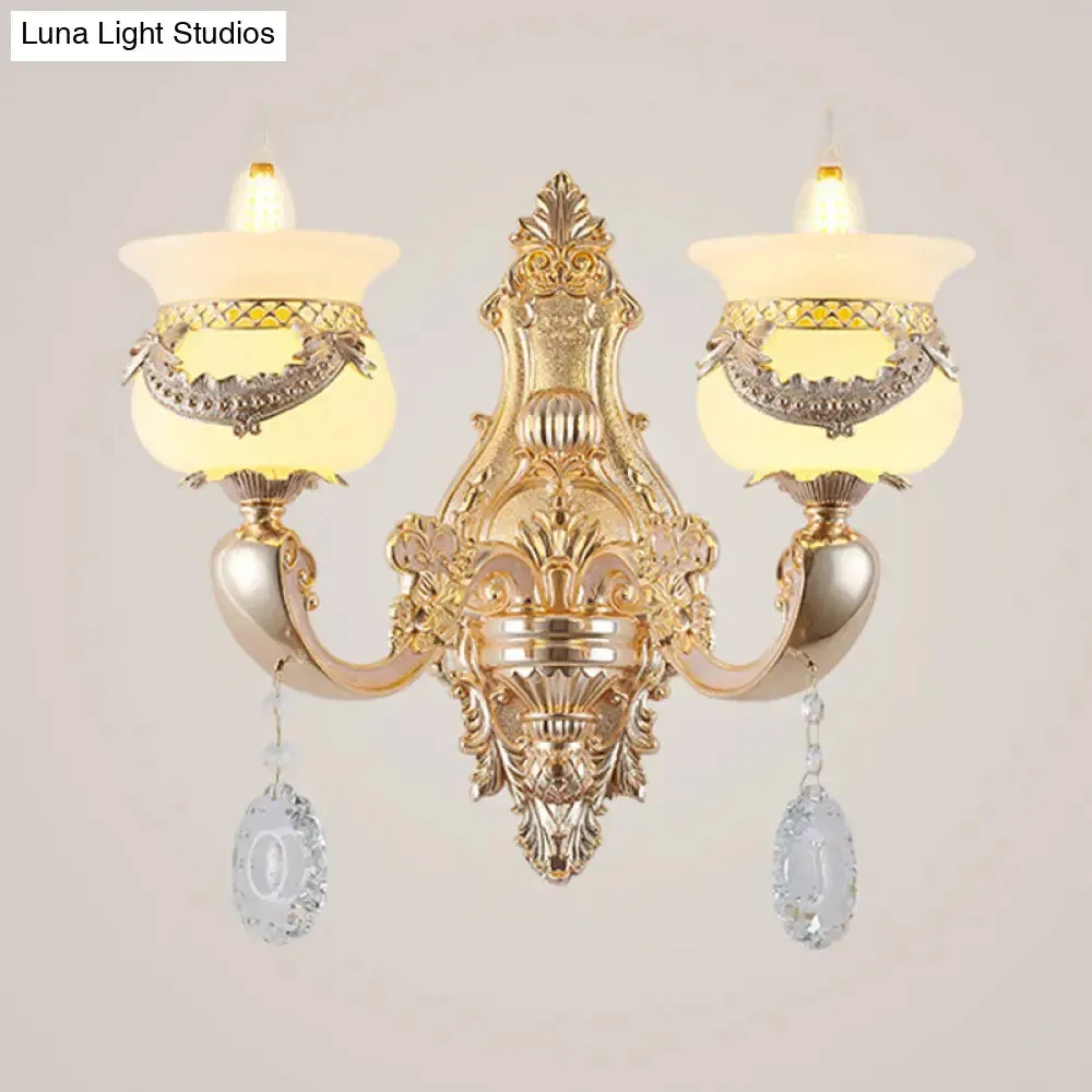 Jade Gold Candle Chandelier with Crystal Accent - Elegant Lighting for Country Living Rooms