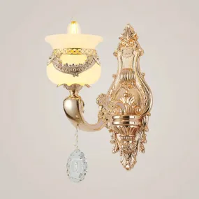 Jade Gold Candle Chandelier with Crystal Accent - Elegant Lighting for Country Living Rooms