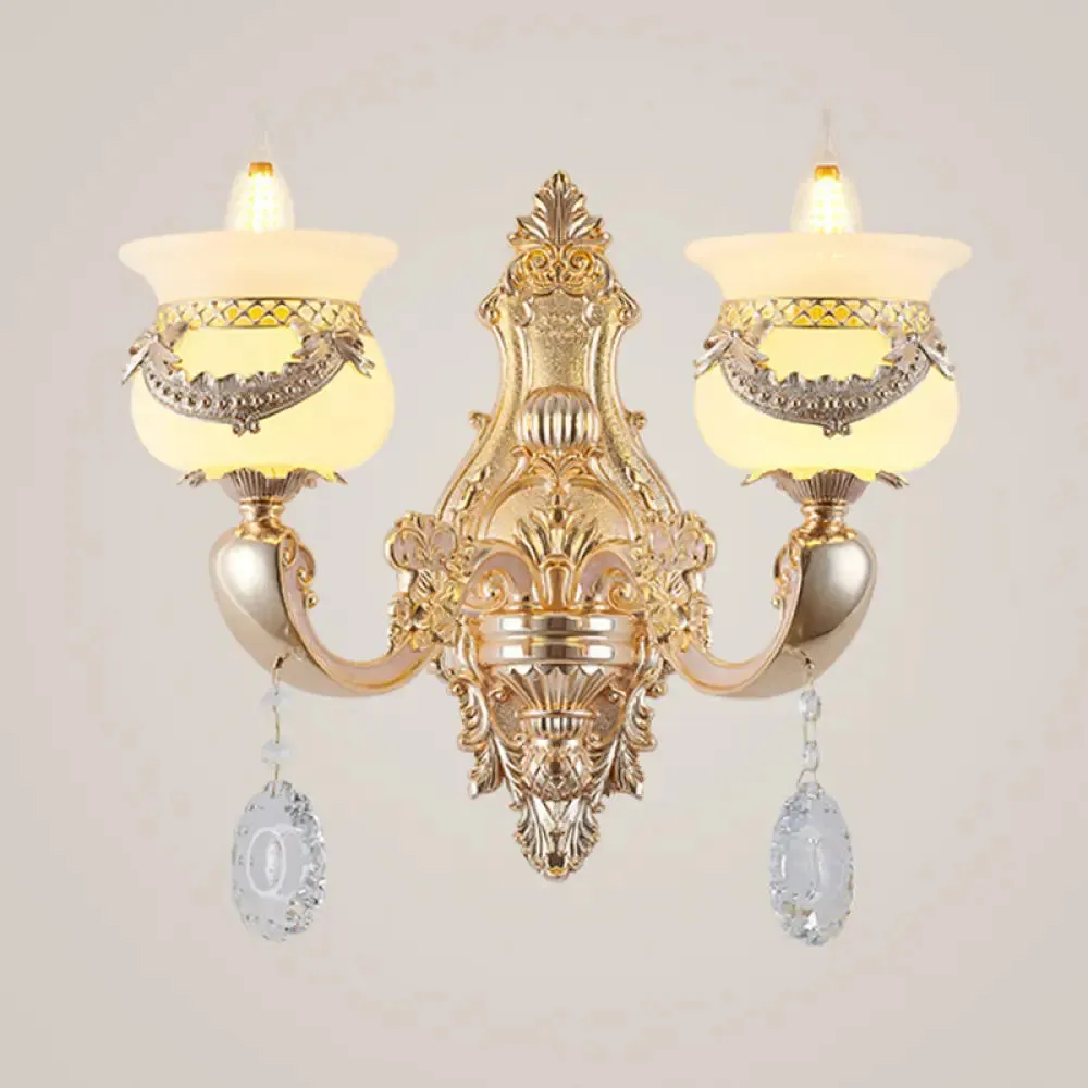 Jade Gold Candle Chandelier with Crystal Accent - Elegant Lighting for Country Living Rooms