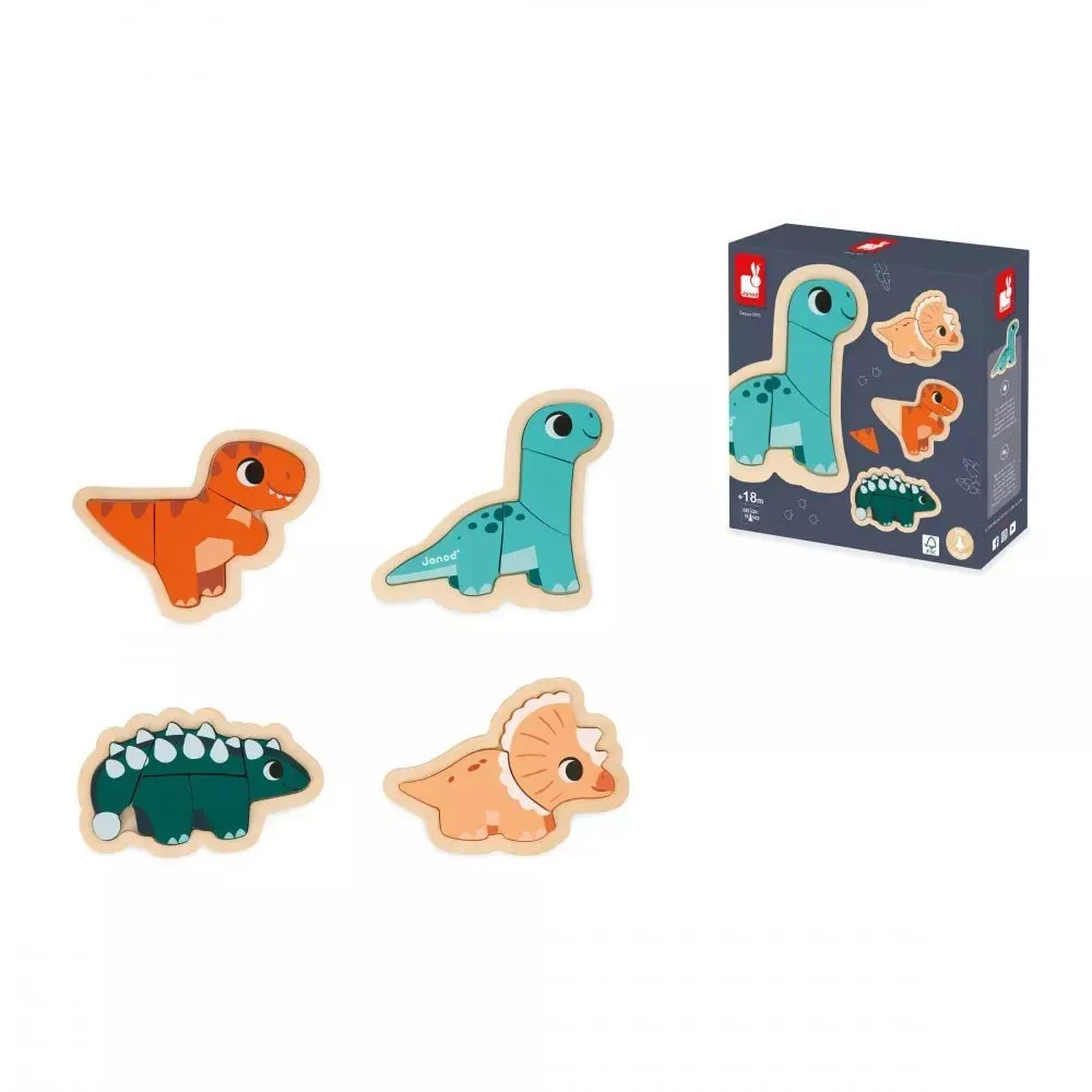 Janod: Dino - 4 Progressive Puzzles