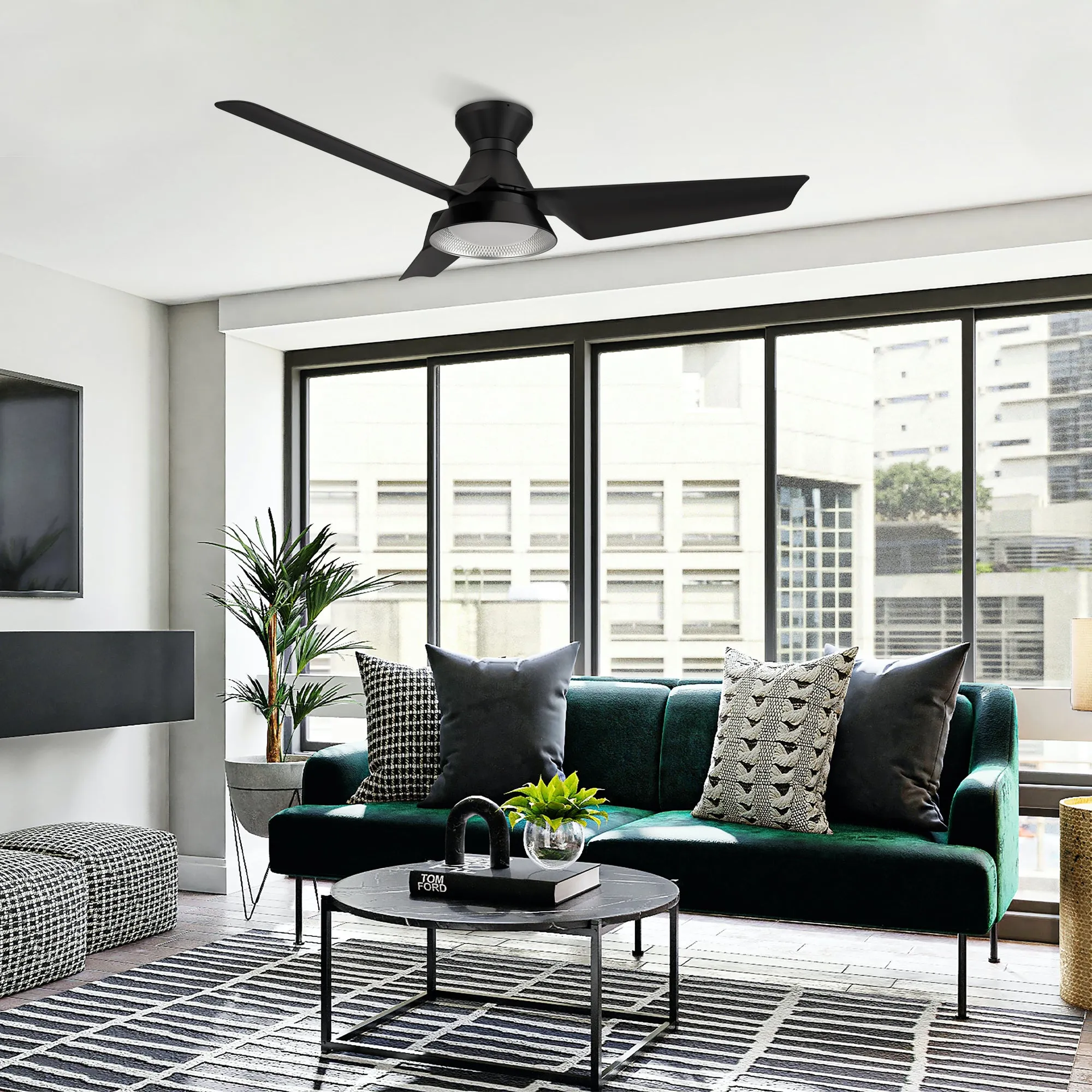 Jett Low Profile Smart Ceiling Fan with LED Light and remote 52 inch