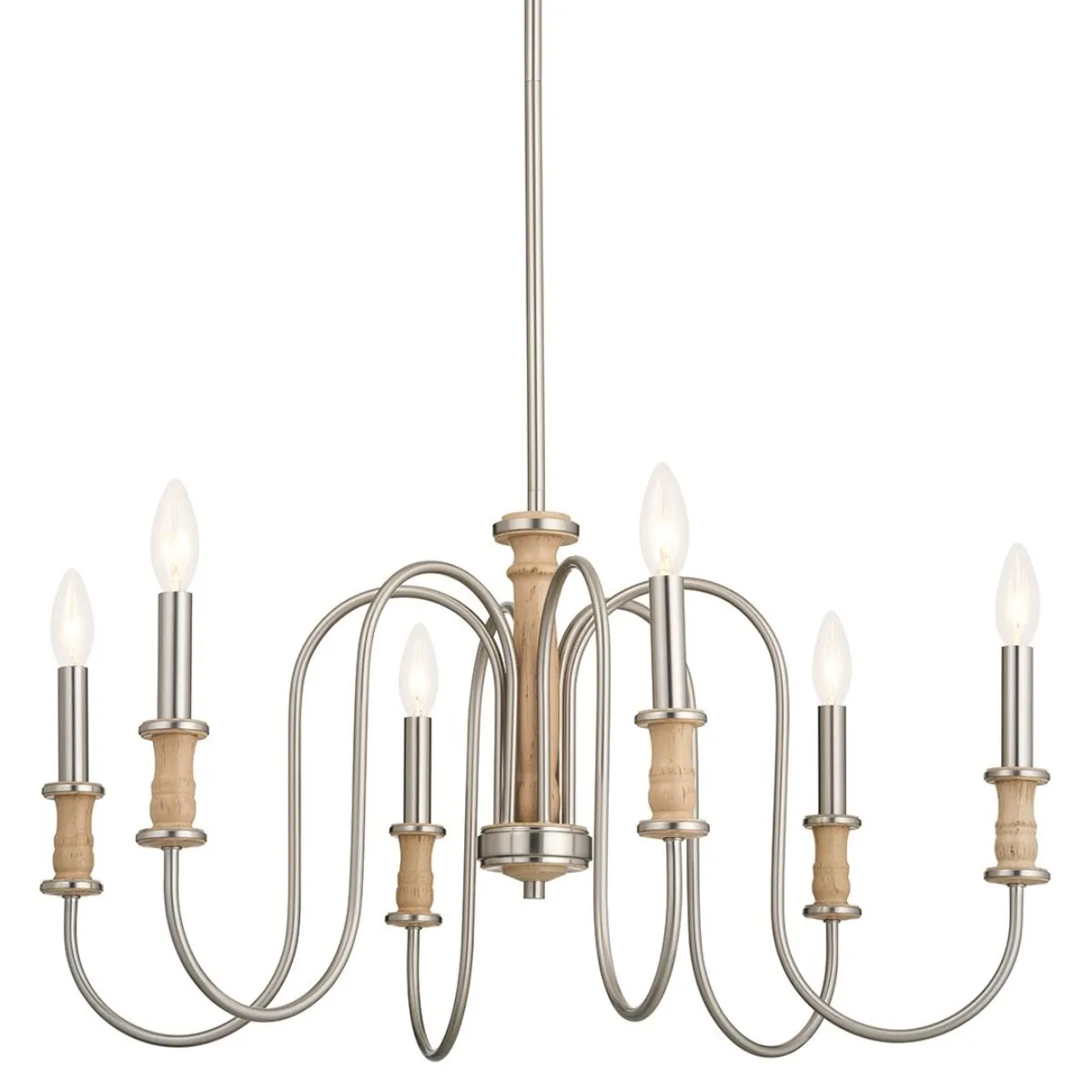 Karthe 29 in. 6 lights Chandelier Brushed Nickel finish