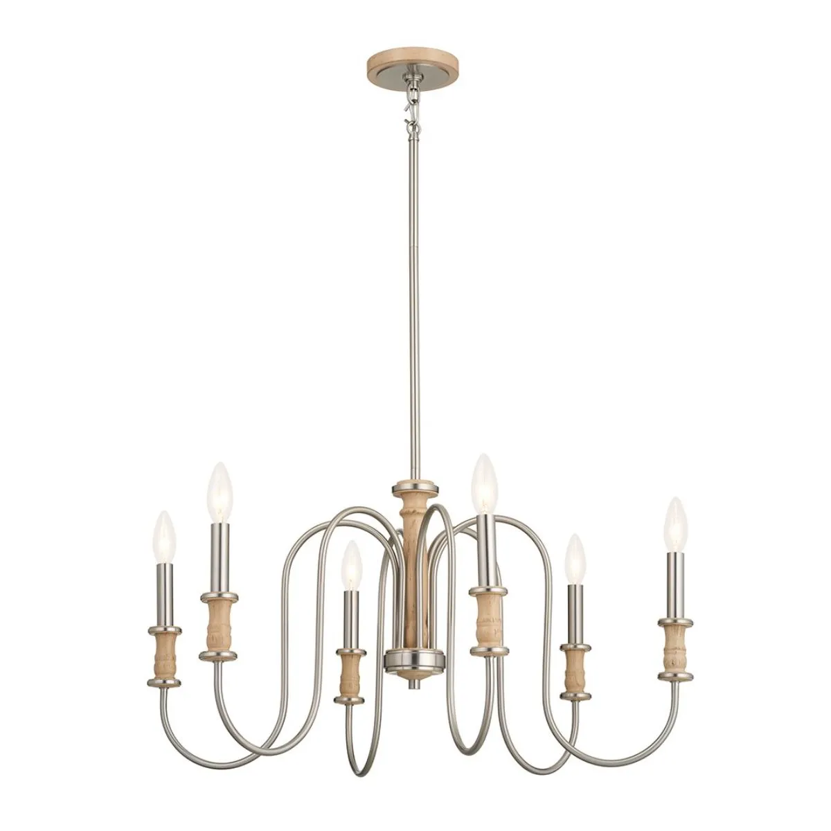 Karthe 29 in. 6 lights Chandelier Brushed Nickel finish