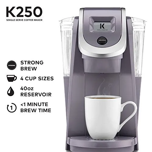 Keurig K250 Coffee Maker, Single Serve K-Cup Pod Coffee Brewer, With Strength Control, Plum Grey