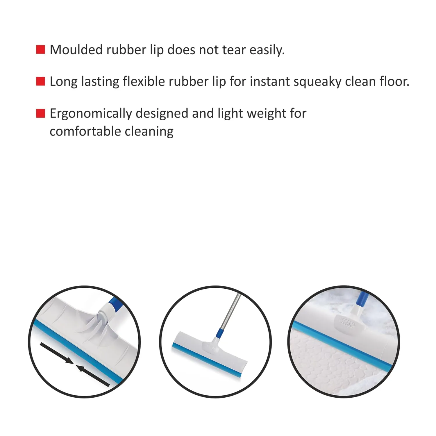 Kleeno by Cello Standee Telescopic Floor Wiper, White & Blue