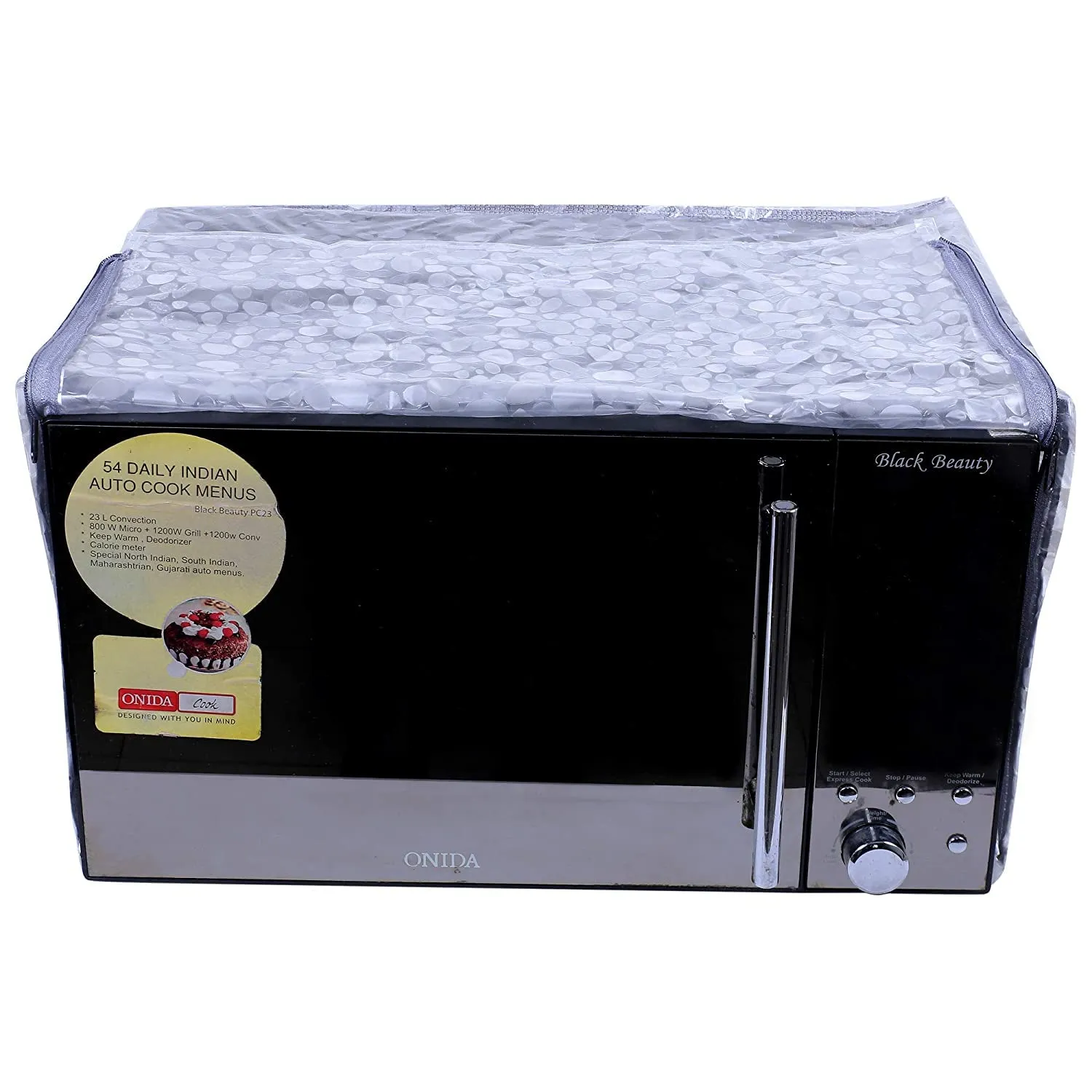 Kuber Industries PVC 3D Printed Microwave Oven Cover, Dustproof Machine Protector Cover,20 LTR. (Grey)-HS43KUBMART26000, Standard