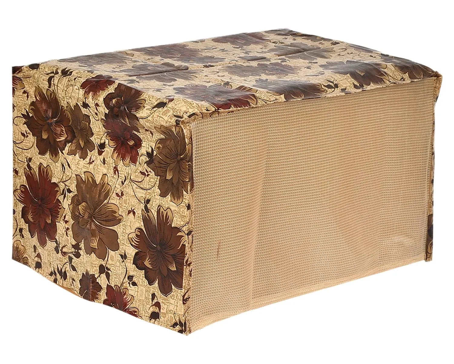 Kuber Industries PVC Flower Printed Microwave Oven Cover, Dustproof Machine Protector Cover,30 LTR. (Brown)-50KM01271