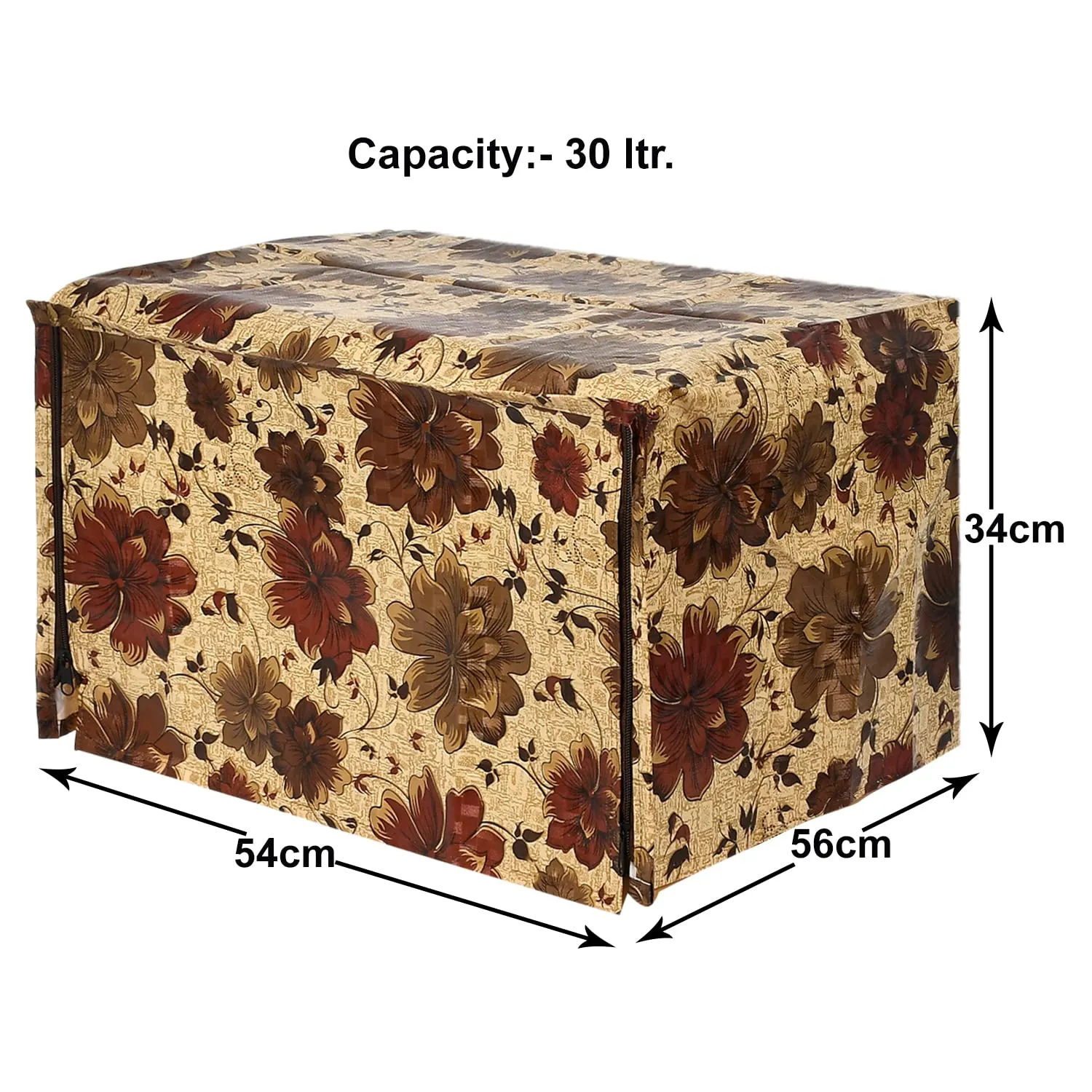 Kuber Industries PVC Flower Printed Microwave Oven Cover, Dustproof Machine Protector Cover,30 LTR. (Brown)-50KM01271