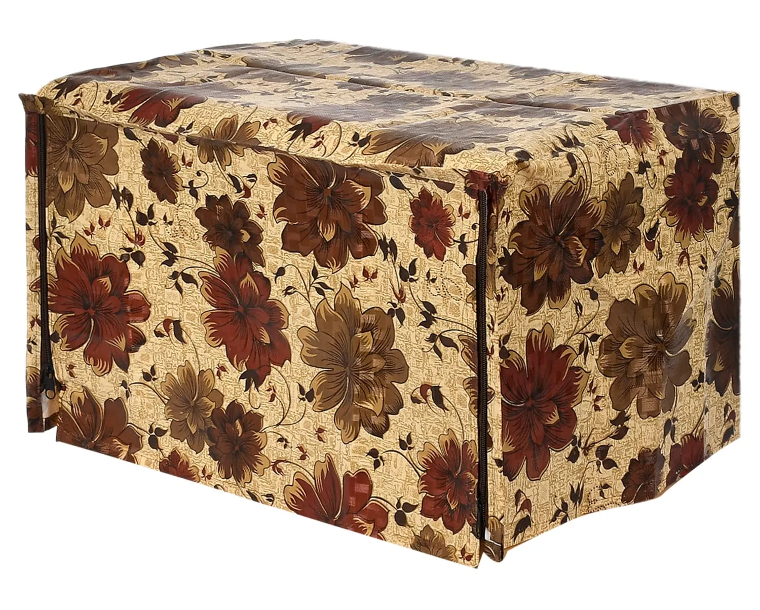 Kuber Industries PVC Flower Printed Microwave Oven Cover, Dustproof Machine Protector Cover,30 LTR. (Brown)-50KM01271