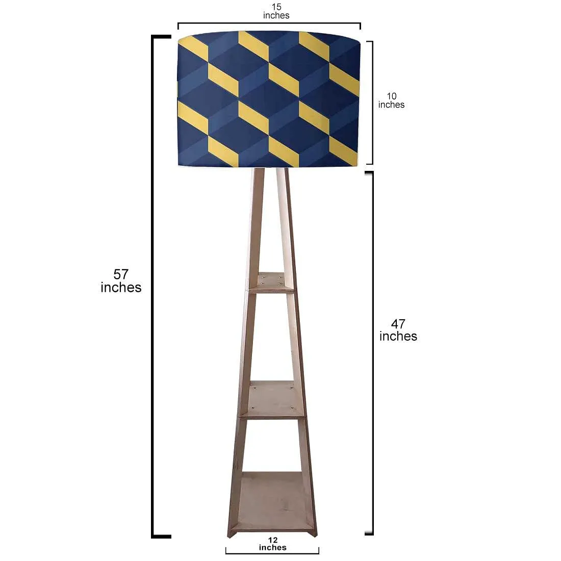 Large Wooden Floor Lamp - Hexa Pattern