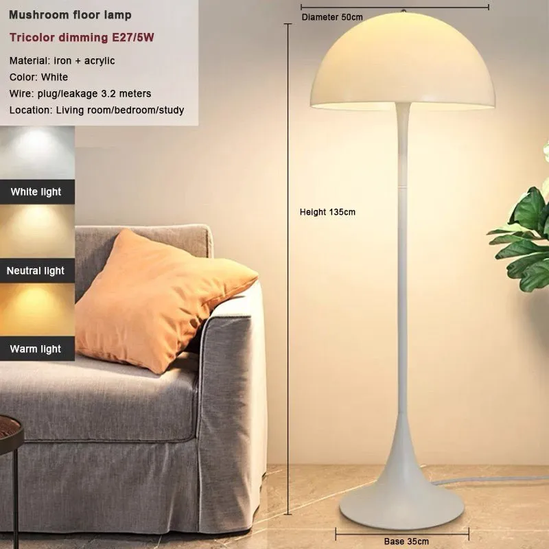 LED White Mushroom Floor and Table Lamp