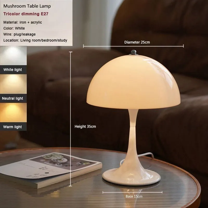 LED White Mushroom Floor and Table Lamp