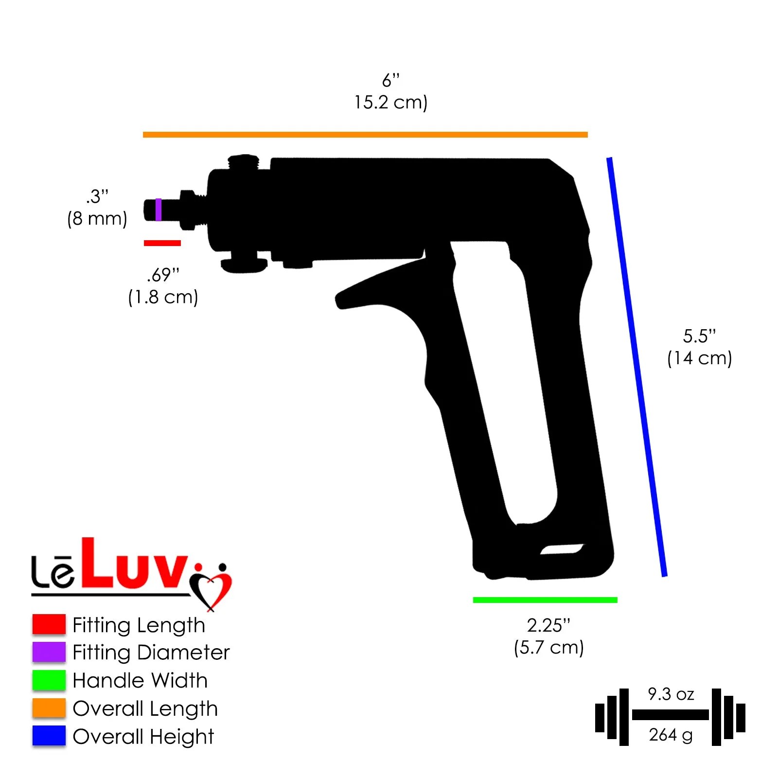 LeLuv Maxi Penis Pump - Black Handle, Clear Hose - Thick-Walled Cylinders