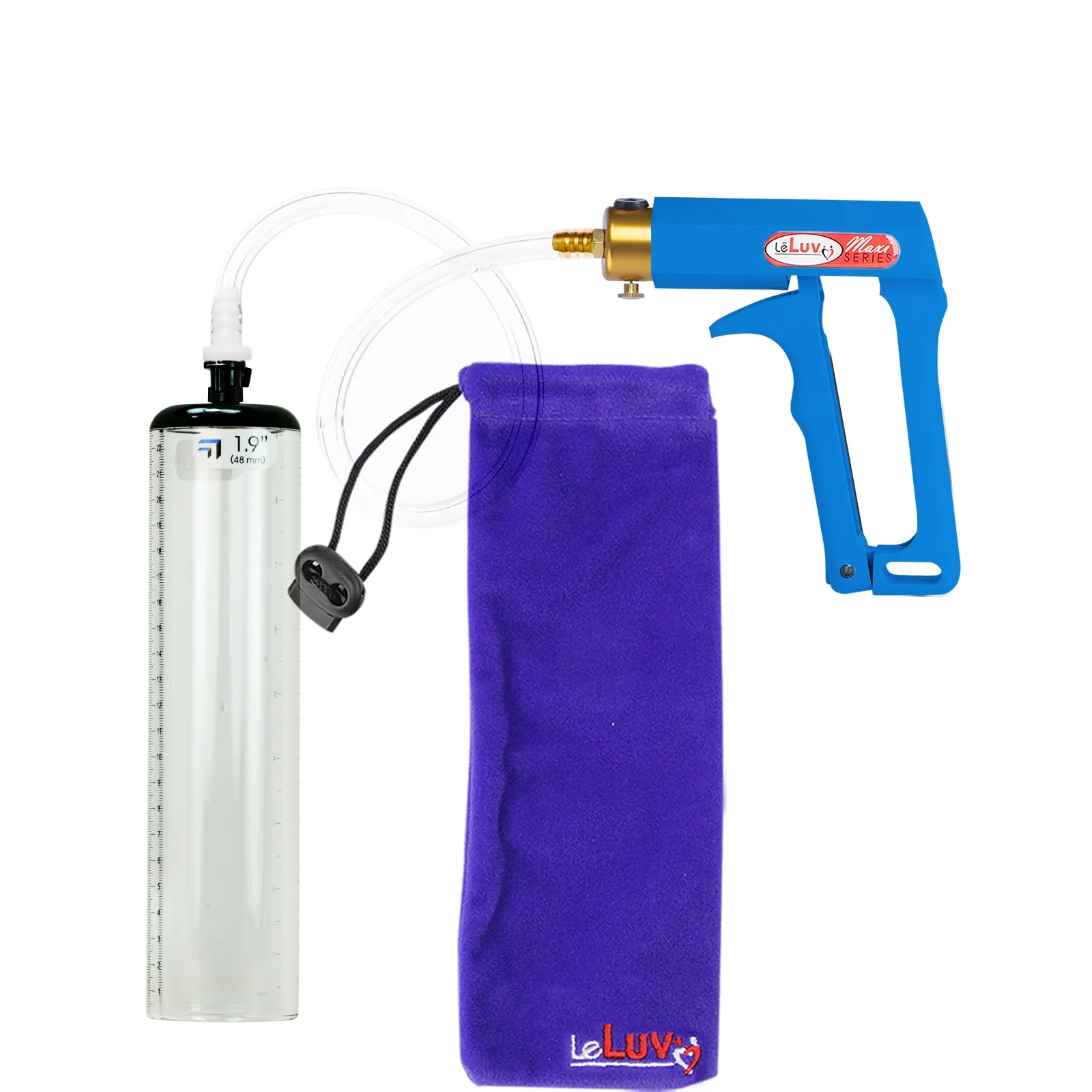 LeLuv Maxi Penis Pump - Blue Handle, Clear Hose - Thick-Walled Cylinders