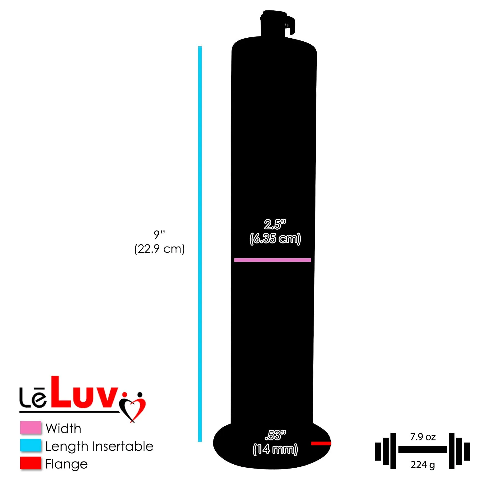 Leluv Maxi Penis Vacuum Pump - Thick-Walled Cylinder Options - Purple Handle Clear Hose