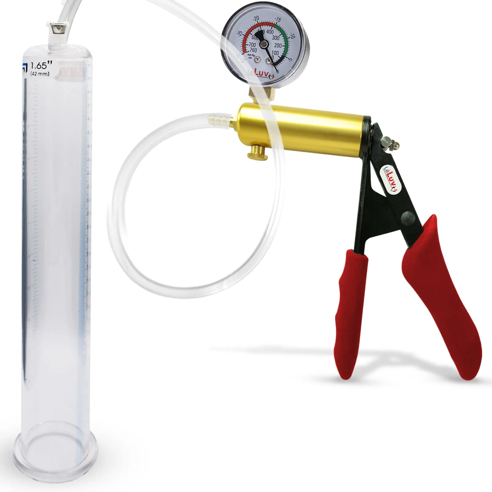 LeLuv Penis Pump ULTIMA Red Silicone Grips   Gauge | Choose Diameter 1.35"-5.0"