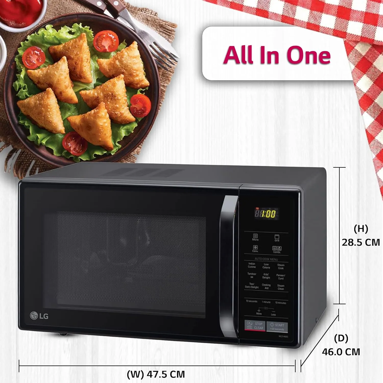 LG 21 L Convection Microwave Oven (MC2146BG, Glossy Black)