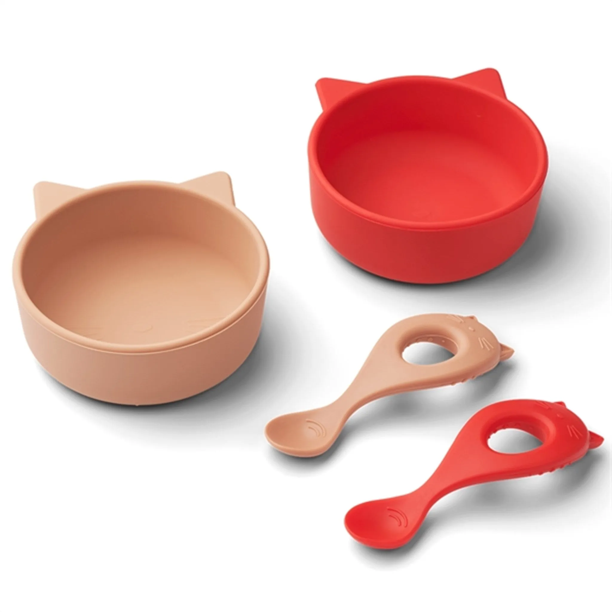 Liewood Evan Silicone Set 2-Pack Cat Apple Red/Tuscany Rose Mix