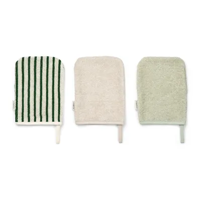 Liewood Sylvester Set 3 washcloths | Garden Green /Creme de la Creme Multi Mix