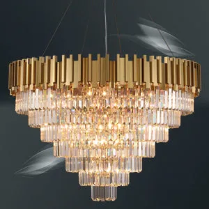 Light Luxury Large Round/Oval Multi-tiered Crystal Chandelier for Living Room/Dining Area/Staircase