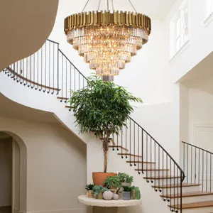 Light Luxury Large Round/Oval Multi-tiered Crystal Chandelier for Living Room/Dining Area/Staircase