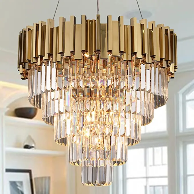 Light Luxury Large Round/Oval Multi-tiered Crystal Chandelier for Living Room/Dining Area/Staircase