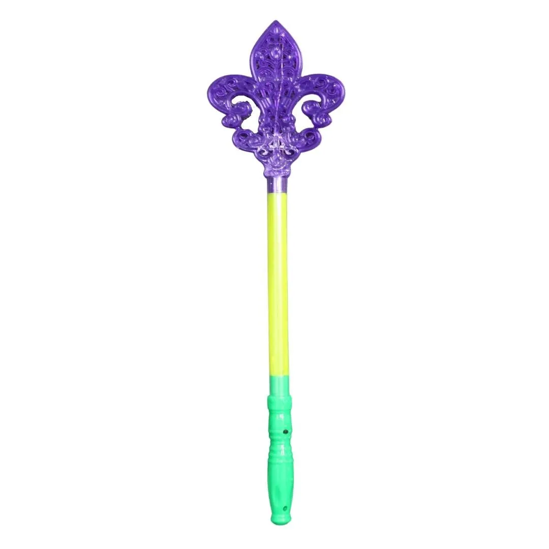 Light-Up Purple, Green and Yellow Fleur de Lis Wand (Each)