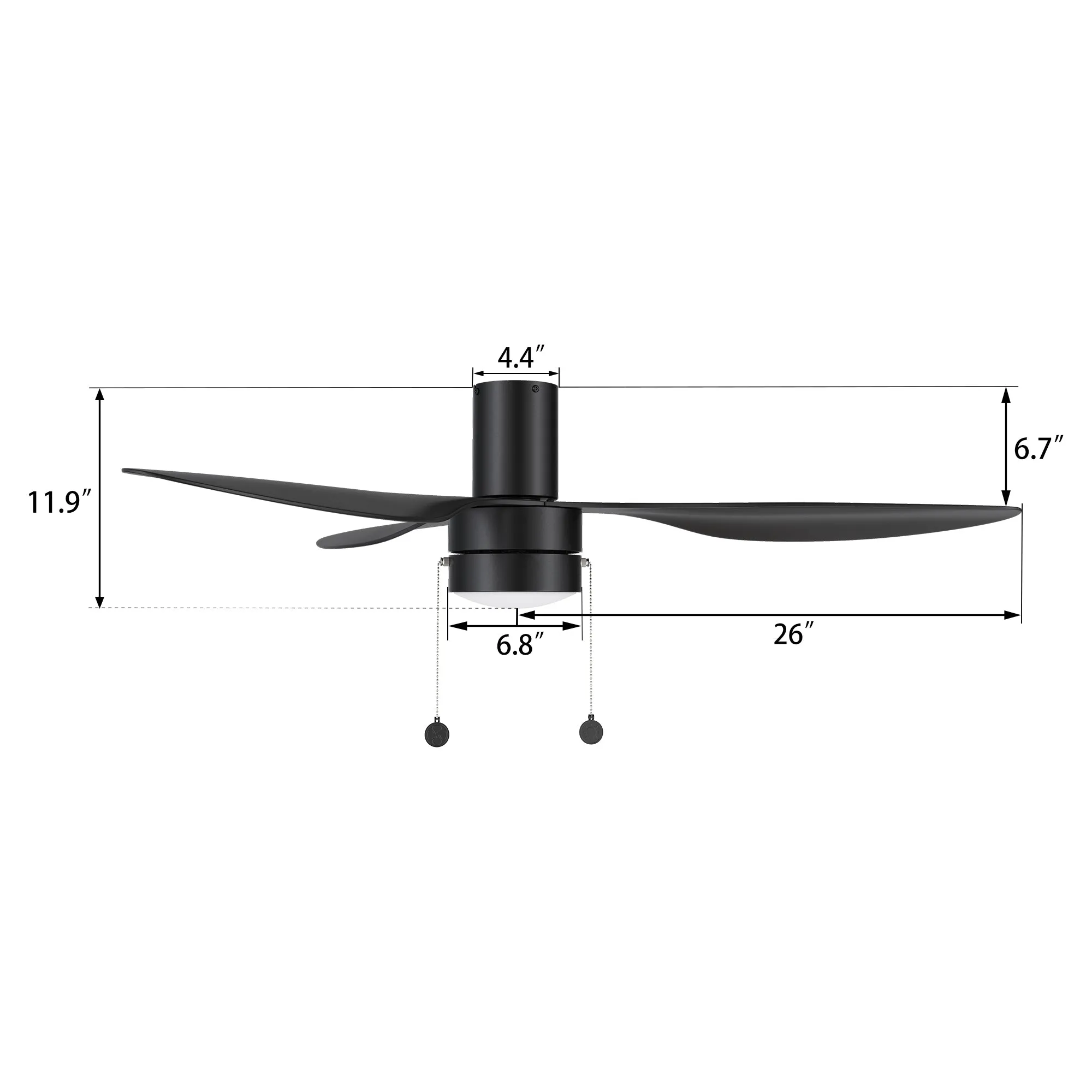 Lorain Flush Mount Ceiling Fan with LED Light and Pull Chain 52 inch