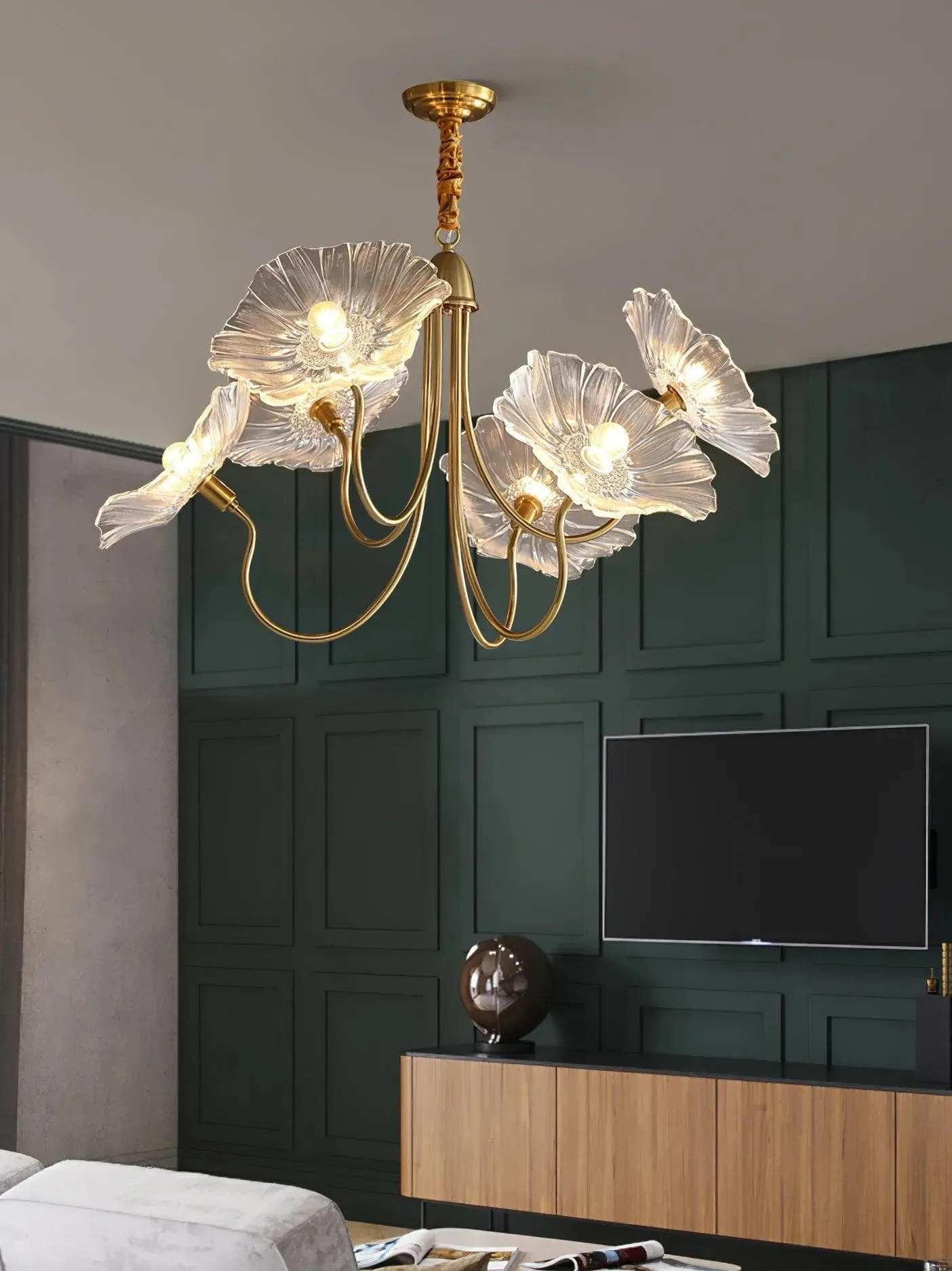 Lotus Leaf Glass Chandelier