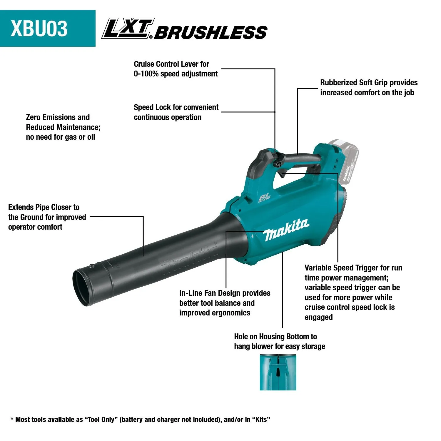 Makita (XBU03Z-R) 18V LXT® Brushless Blower (Tool Only) (Factory Reconditioned)