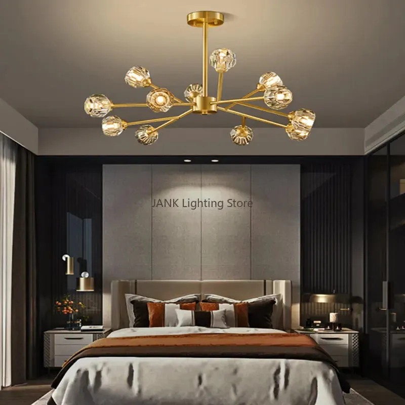 Mansion Crystal Ball Chandelier: Gold Pendant Lighting for Home Décor