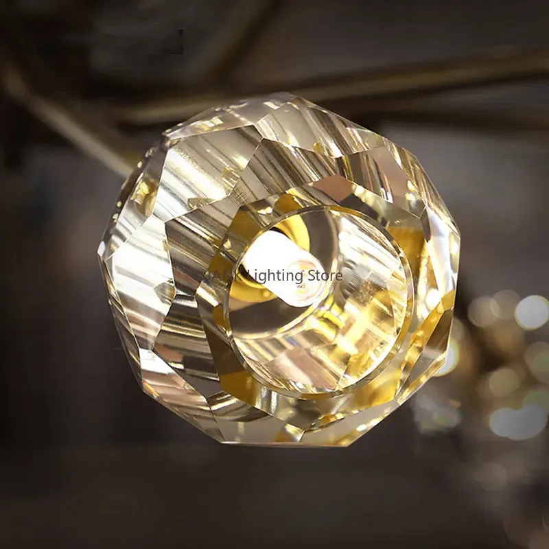 Mansion Crystal Ball Chandelier: Gold Pendant Lighting for Home Décor