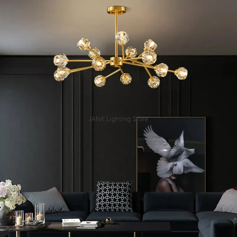 Mansion Crystal Ball Chandelier: Gold Pendant Lighting for Home Décor