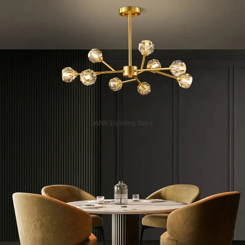 Mansion Crystal Ball Chandelier: Gold Pendant Lighting for Home Décor