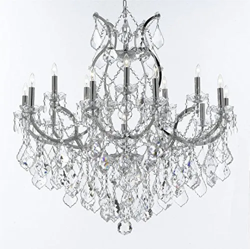 Maria Theresa Chandelier Lighting Crystal Chandeliers H38 "X W37" Chrome Finish Great For The Dining Room Living Room Family Room Entryway / Foyer - J10-Chrome/26050/15 1