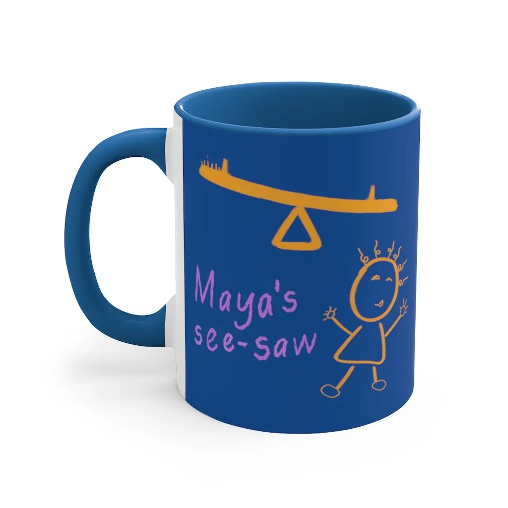 Maya's See-Saw - Blue Accent Coffee Mug, 11oz