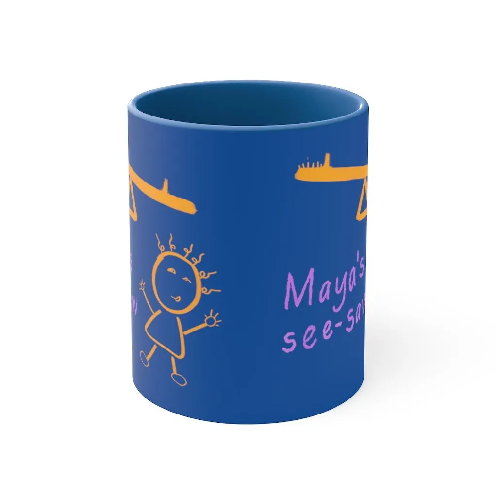 Maya's See-Saw - Blue Accent Coffee Mug, 11oz