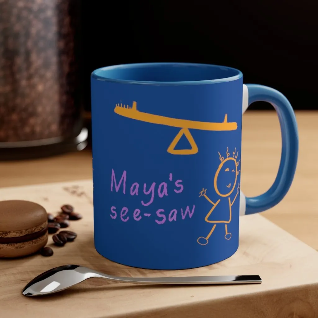 Maya's See-Saw - Blue Accent Coffee Mug, 11oz