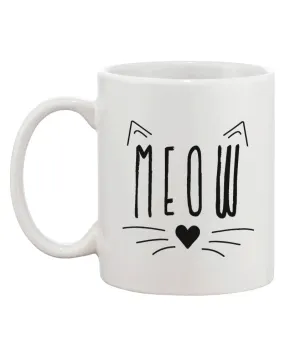 Meow Cute Ceramic Mug Kitty Face Coffee Cup Perfect Gift Idea for Cat Lover