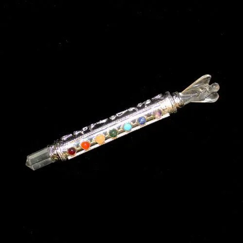 Metal Chakra Wand - Silver & Crystal