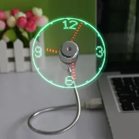 Mini LED USB Light Fan & Clock