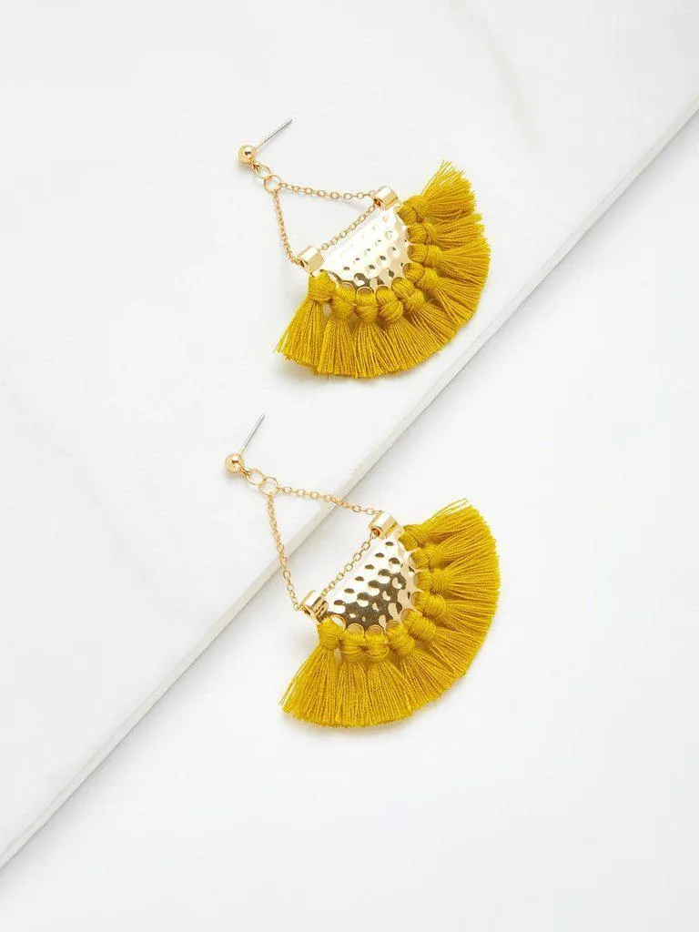 Mini Tassel Fan Shaped Earrings