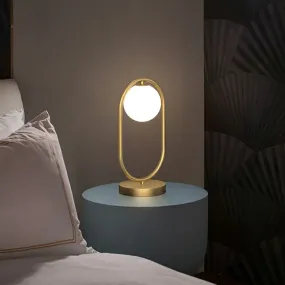 Minimalist Oval Table Lamp with Milk Glass Shade - Gold Finish