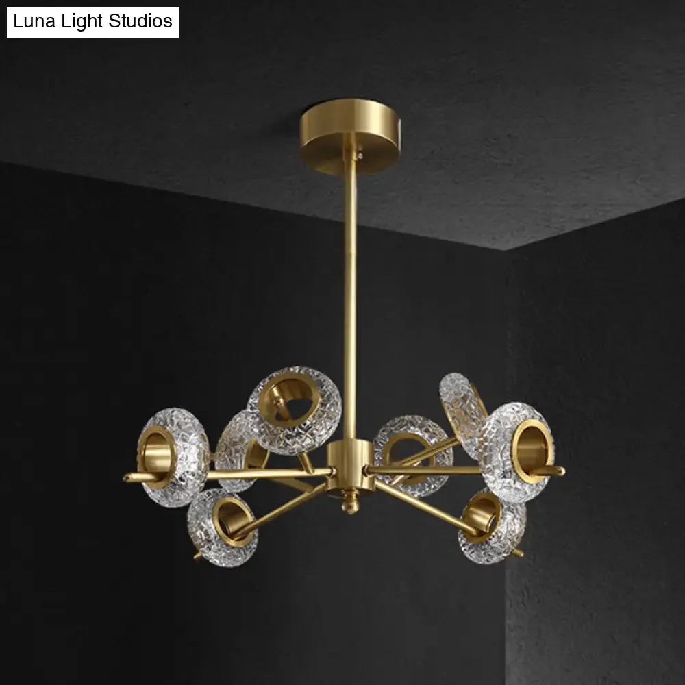 Modern Brass Crystal Chandelier - Elegant Hanging Pendant for Living Room