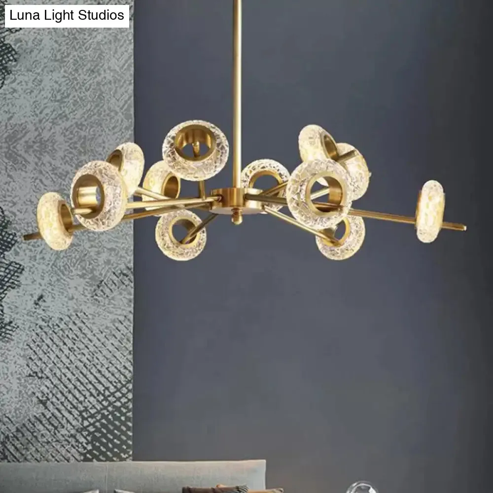 Modern Brass Crystal Chandelier - Elegant Hanging Pendant for Living Room