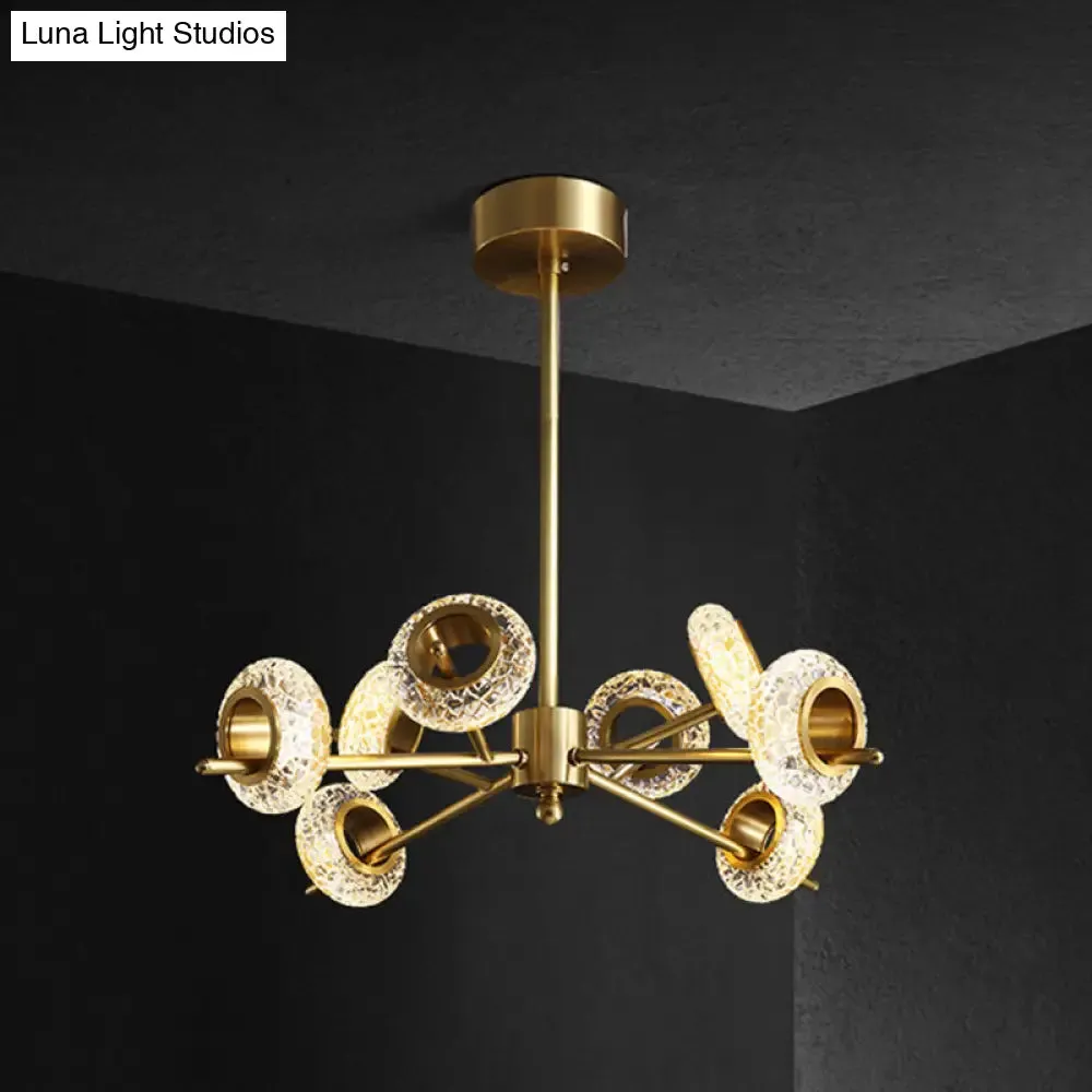 Modern Brass Crystal Chandelier - Elegant Hanging Pendant for Living Room