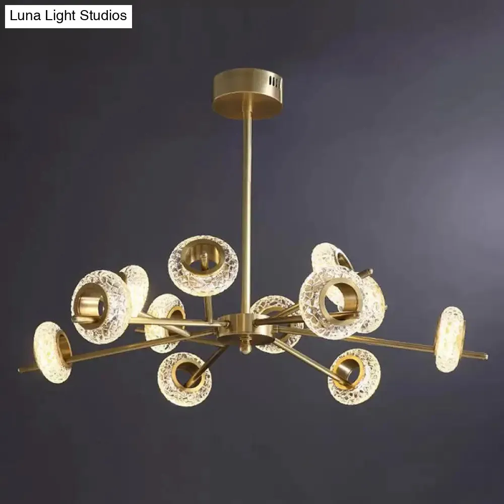 Modern Brass Crystal Chandelier - Elegant Hanging Pendant for Living Room