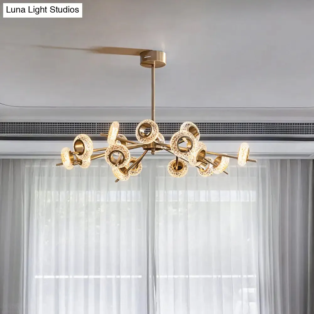 Modern Brass Crystal Chandelier - Elegant Hanging Pendant for Living Room